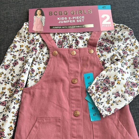 BCBG Jumper Set Girls Kids 4T 2 Piece Dusty Rose New - Picture 3 of 7